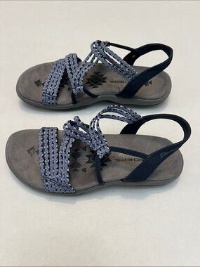 SKETCHERS MEMORY FOAM BLUE STRAPPY CASUAL  COMFORTABLE SANDALS SIZE 8